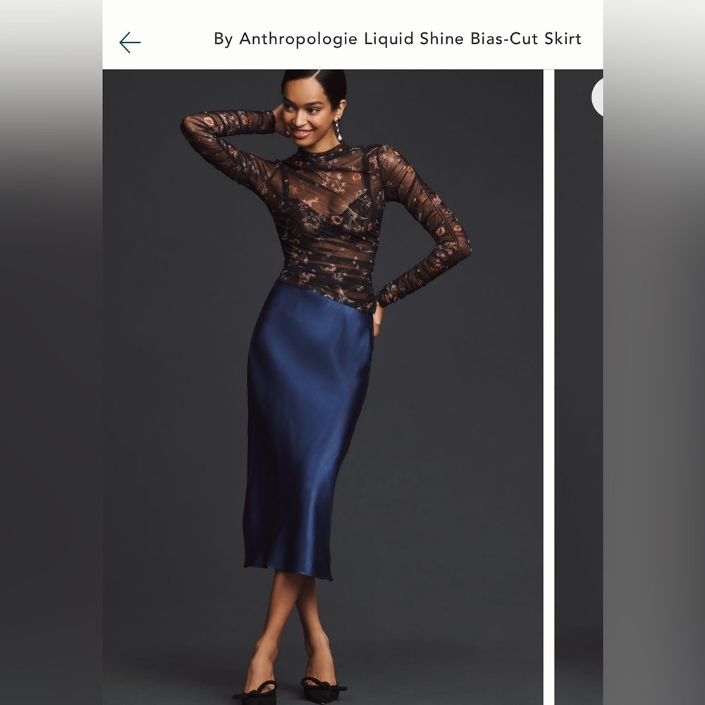 Anthropologie- liquid shine bias cut skirt